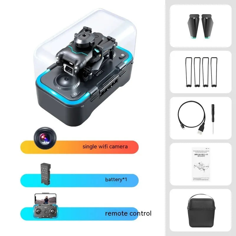 Black S96 quadcopter drone with obstacle avoidance system and 4K camera for indoor training