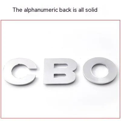 3D metal zinc alloy car bumper sticker showing raised letter A in black finish, 2.5cm size
