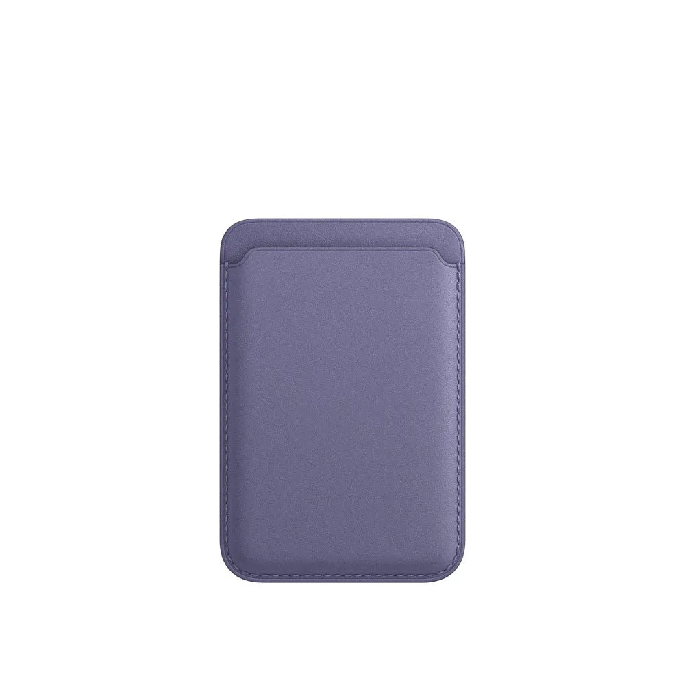 Slim PU leather iPhone case with integrated magnetic card holder in multiple colour options.