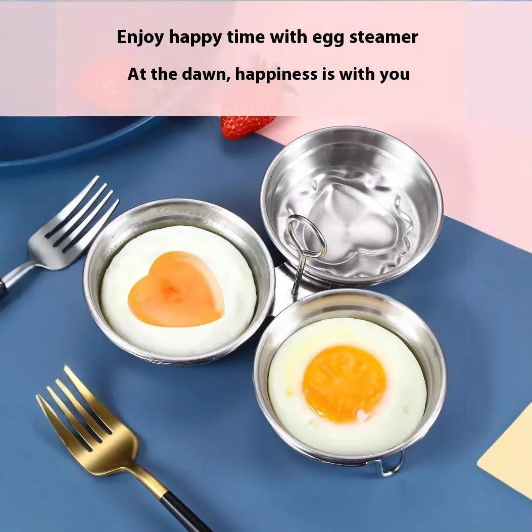 Stainless steel mini egg steamer in heart and round shape options for kitchen use
