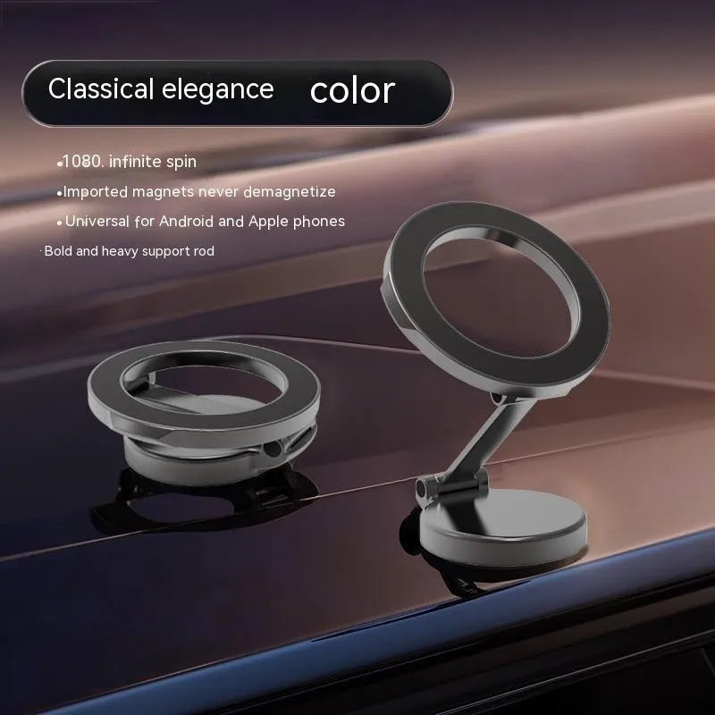 All-metal magnetic car phone mount in Qian colour, folded for storage