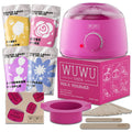 27-piece hair removal wax kit with wax machine, four colour wax beads, and wax sticks