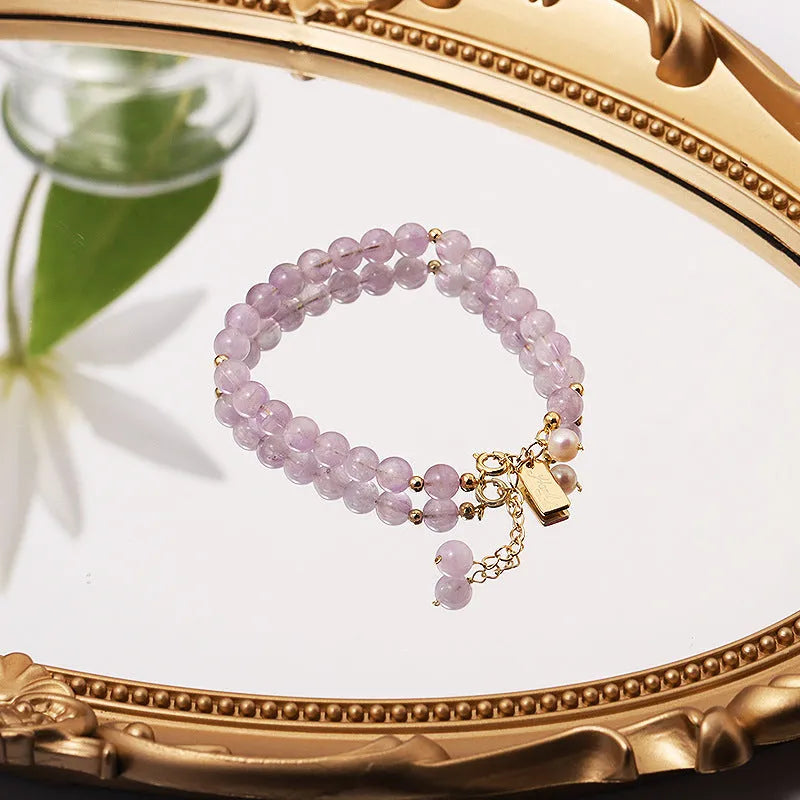Women's natural amethyst crystal bracelet with zodiac animal design in lavender colour options