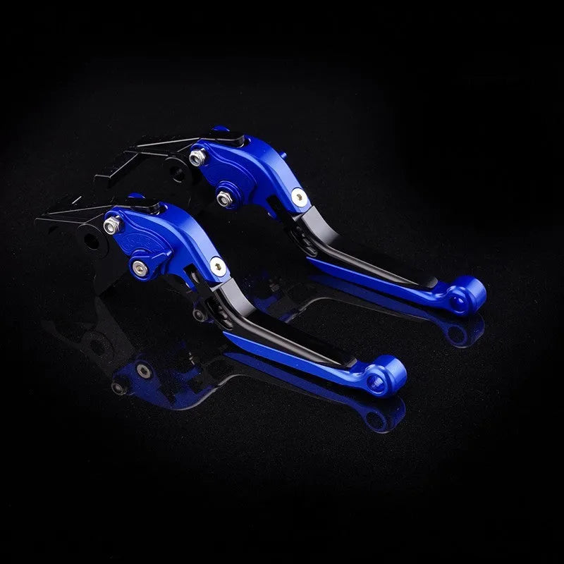 Motorcycle horn handle brake lever retrofitting kit showing adjustable mechanism and colour options