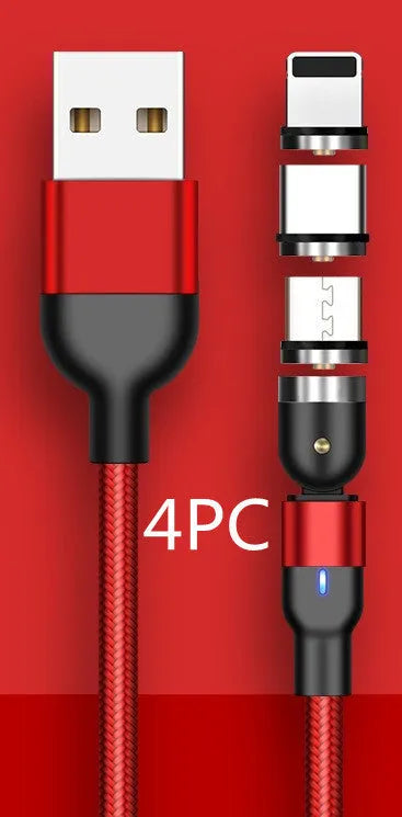 Rotating magnetic data cable in black with magnetic tip for 5V 2.4A charging only