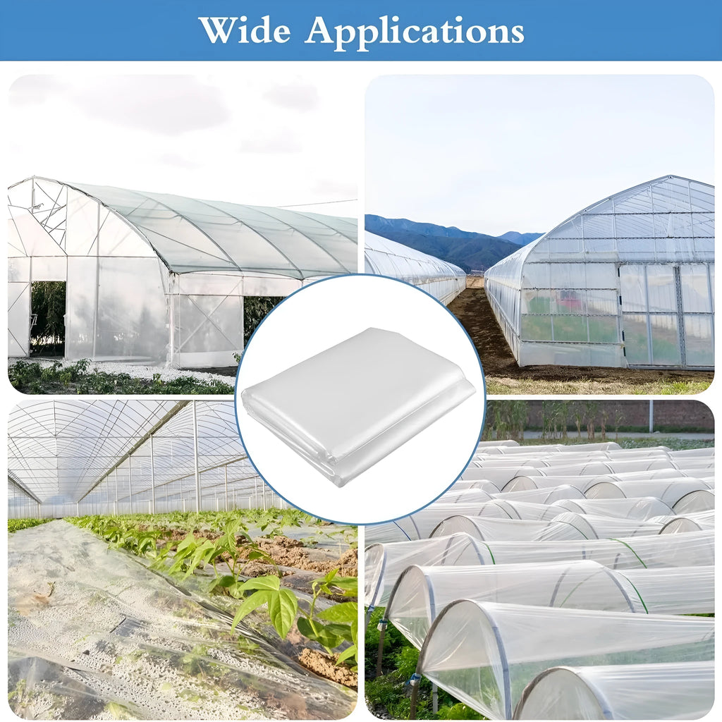 Roll of 4x8 metre plastic insulation film for vegetable shed cold protection.