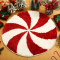 Christmas round pad design printed on a soft, square polyester fibre carpet.
