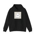Black casual sports hoodie with drop-shoulder sleeves and a printed design on the front