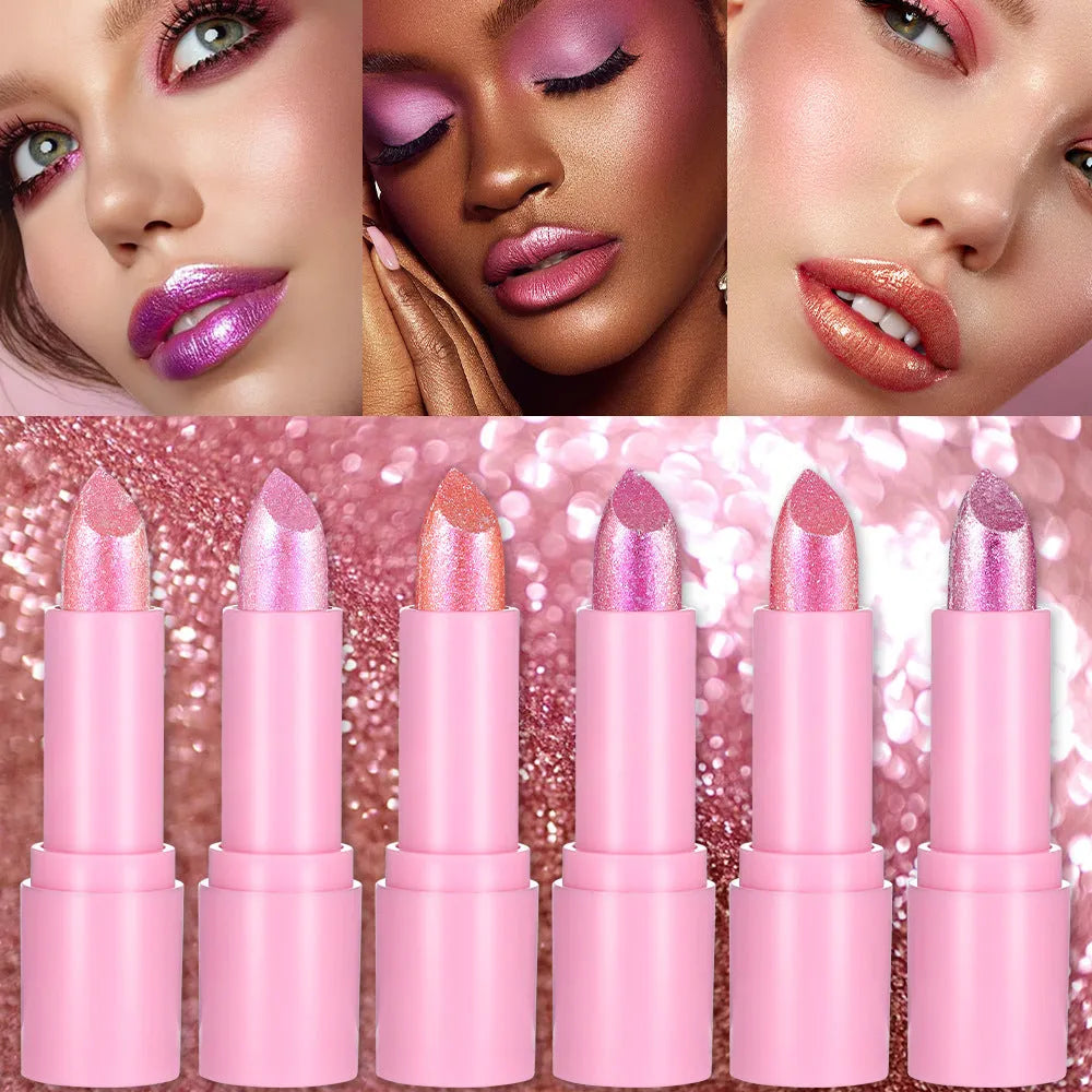 XINGX Diamond Lipstick with sweetheart bow design showing six colour options