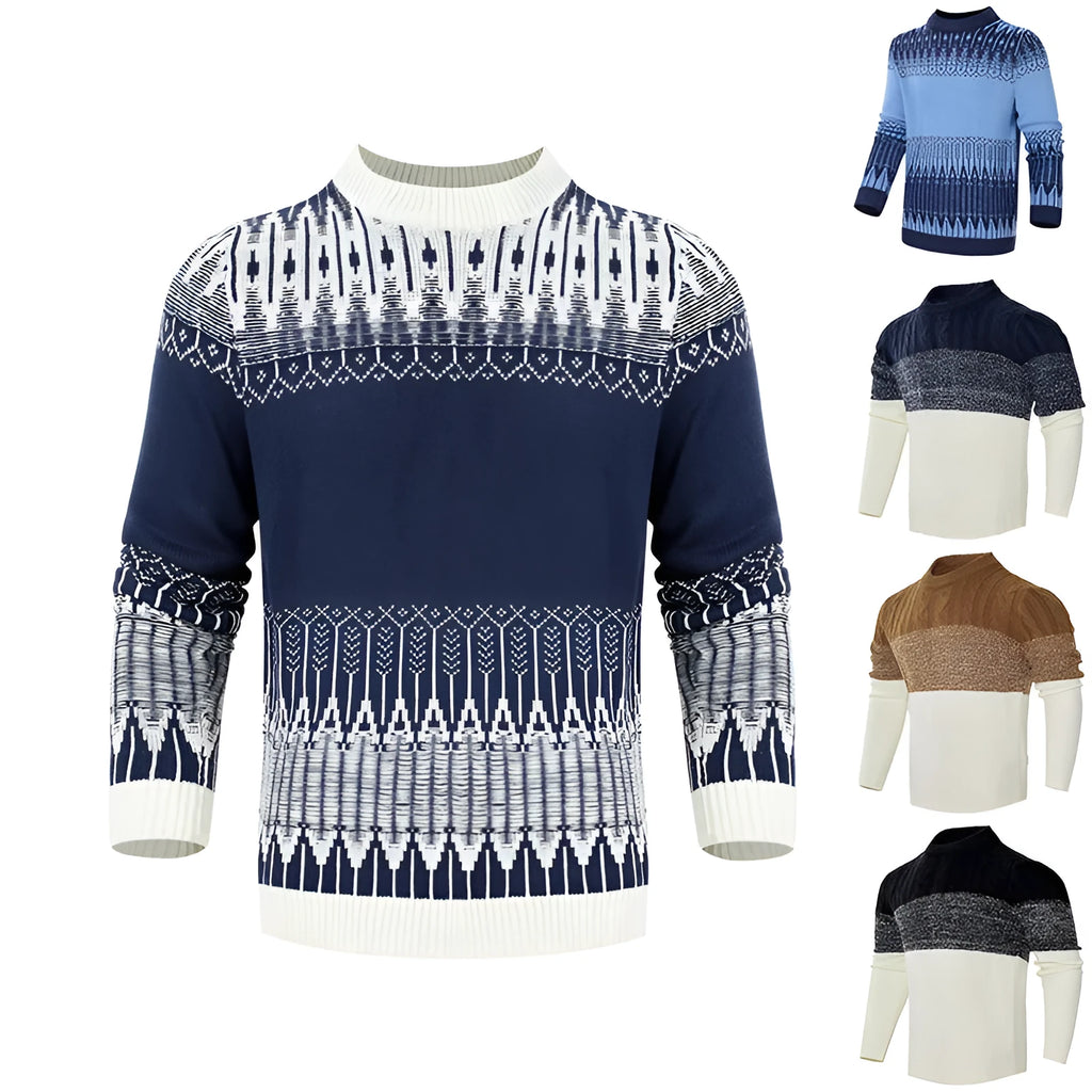 Men's cotton-blend knitted pullover sweater available in multiple sizes and styles