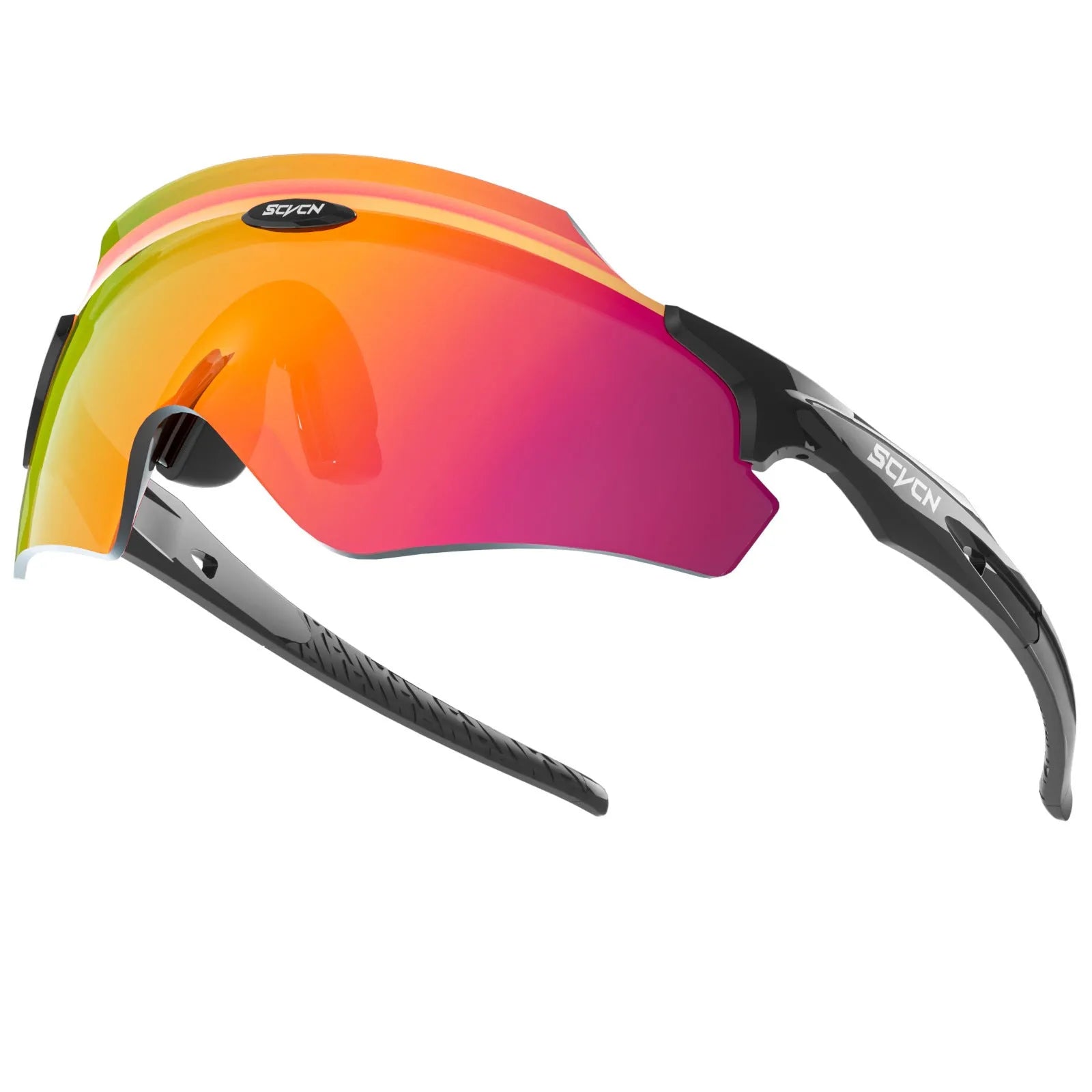 Frameless windproof sports goggles with integrated colourful lens in multiple style options