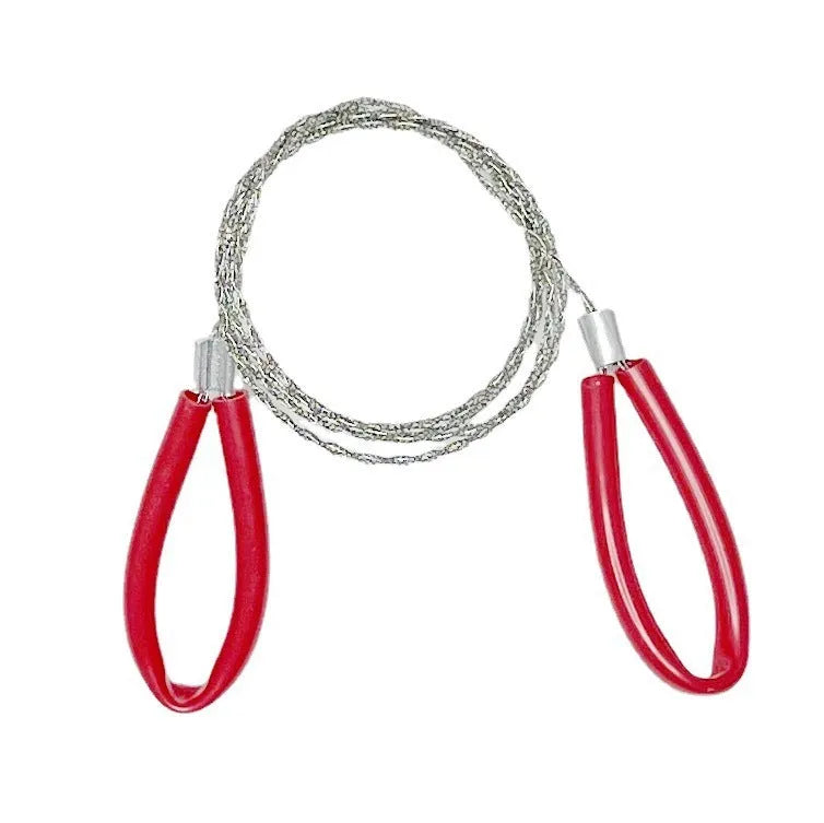German stainless steel survival wire saw with black and red colour options, 75cm total length