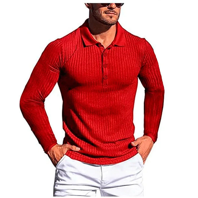 A striped, short sleeve, loose fit knit summer shirt on a hanger, available in multiple colours.