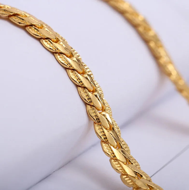 Men gold tone snake chain necklace 5mm width unisex metal geometric no pendant