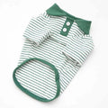 Pet colour striped polo shirt in cotton spandex blend with red stripes, available in multiple sizes for dogs and cats
