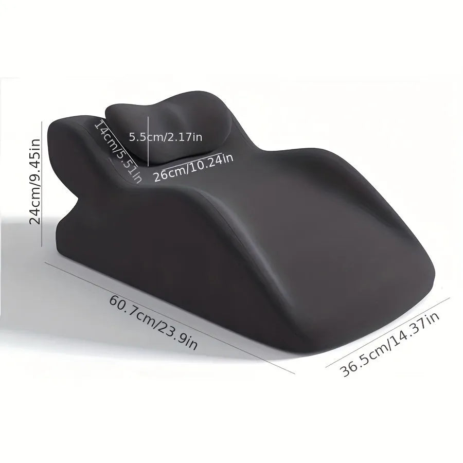 A stomach sleeper pillow designed for lying on your front, shown in blue, dark grey, green, and light grey colour options.