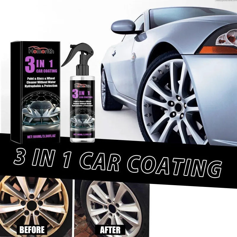 Ceramic car paint spray 100ml in a spray bottle with a sponge and towel for paint decontamination and polishing