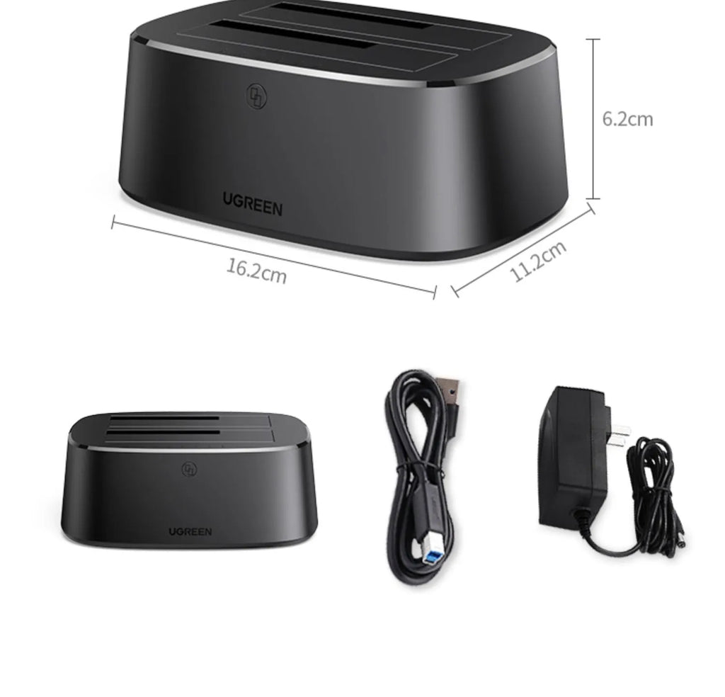 Green Link CM198 black external hard disk enclosure for 2.5-inch SATA HDD SSD with dual-drive USB connectivity