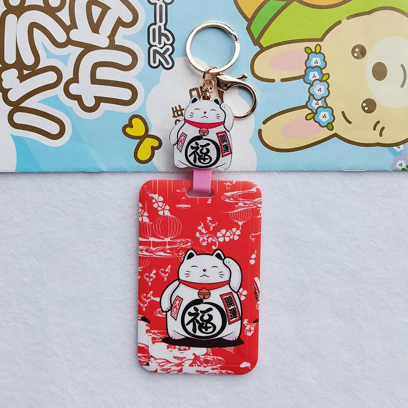 Plastic lucky cat certificate set with ferrule and decorative pendant for document organisation