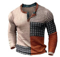 Men's 3D printing casual retro long sleeve top with striped pattern, loose fit, polyester blend, available in multiple colours