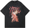 Men's retro cotton-padded t-shirt with cartoon digital printing in loose fit streetwear style