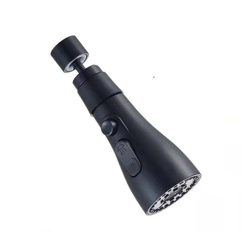 Universal pressurised kitchen faucet sprayer nozzle with rotating head in matte black finish