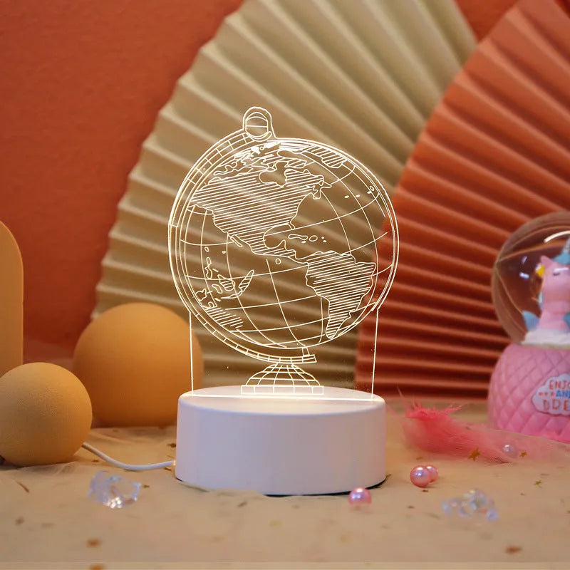 USB acrylic night light 4W touch control three colour temperatures bedside decoration 20x17.5cm