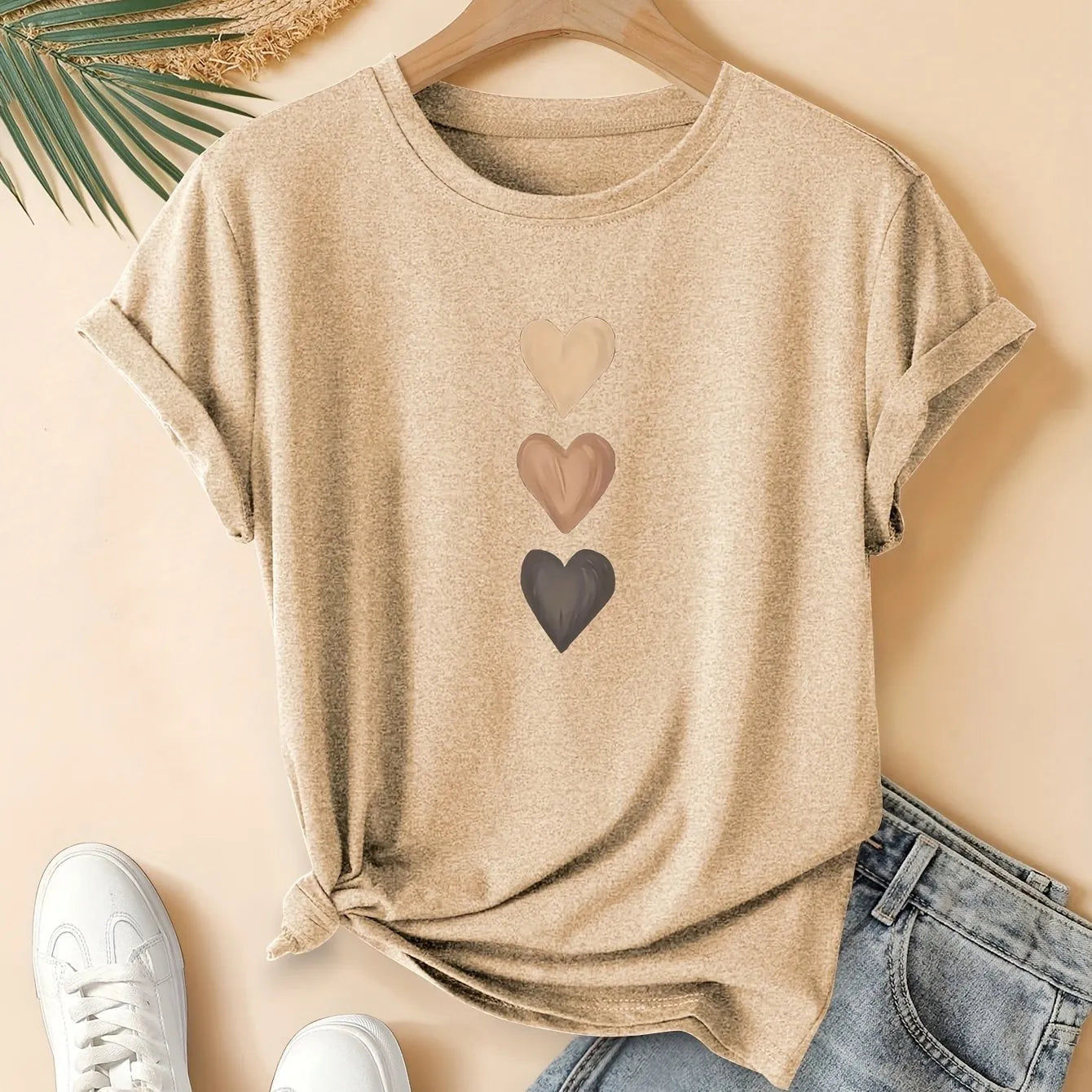 Women's dark grey cotton t-shirt with Chinese art retro style printing on the front.