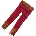 Children warm winter leggings in thick cotton, elastic waist, available in Bordeaux red, navy blue, black, gray, sizes 90-140cm for girls 2-10 years
