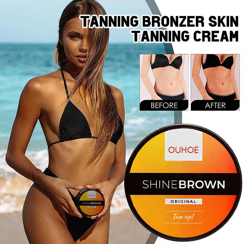 Tanning cream and aloe vera gel set for sunbed or beach tanning with after sun relief