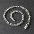 Men's titanium steel chain necklace with large hemp flower links in antique silver finish
