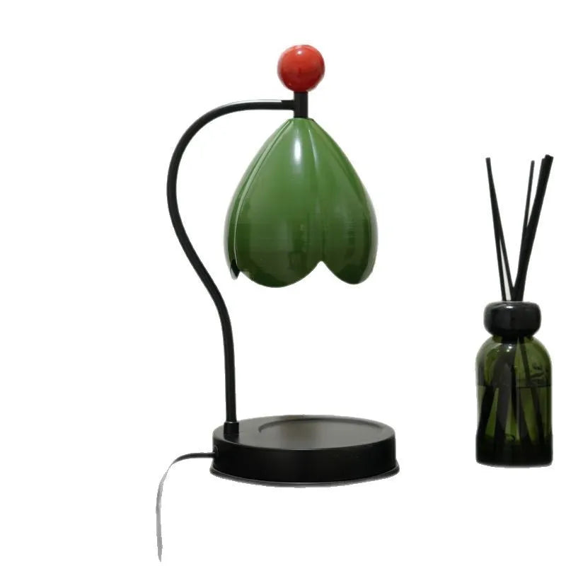 Ancient style fragrance desk lamp with metal holder in cream white or dark green colour