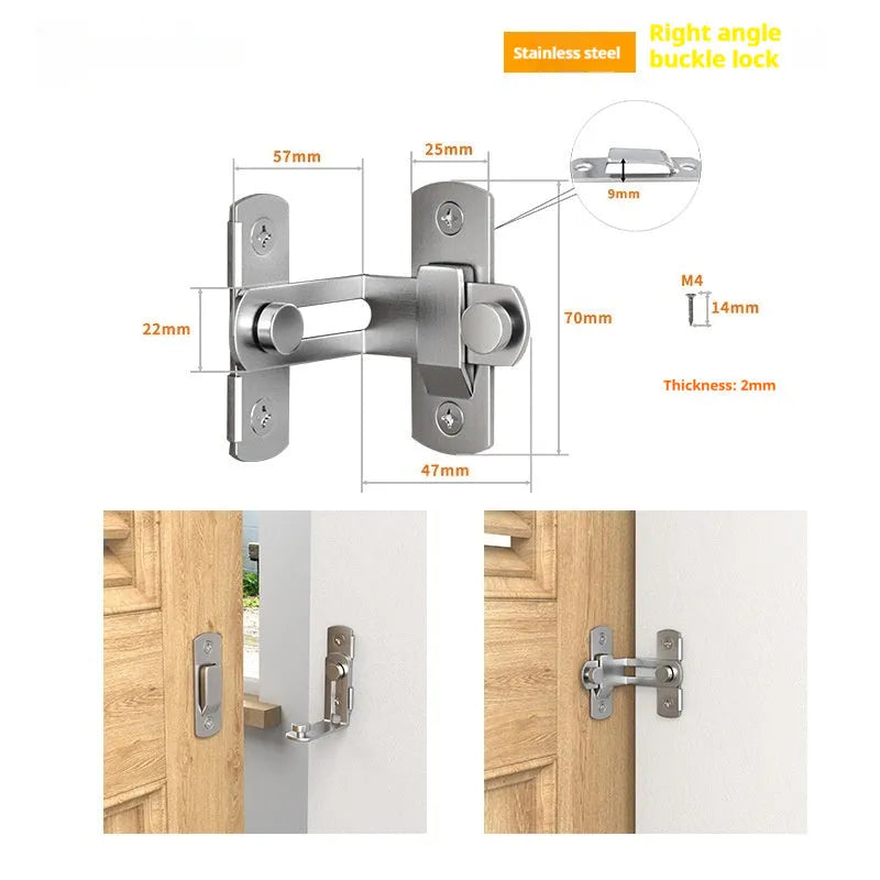 Warehouse sliding door lock with 90-degree hasp in carbon steel and stainless steel variants