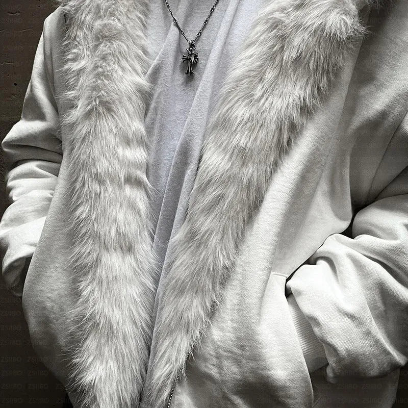 Black or white casual baggy coat with long sleeves and loose cardigan fit