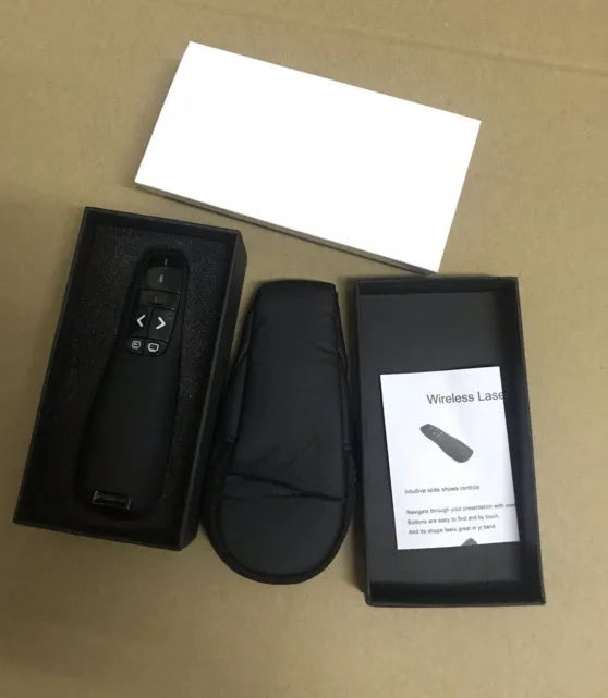 2.4G wireless laser pointer pen with USB receiver on white background