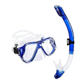 Diving goggles with transparent anti-fog lens and coloured PC frame with silicone strap