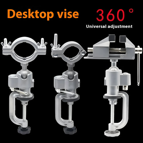 360-degree rotating bracket-type bench vise in tungsten steel with clamp-on design