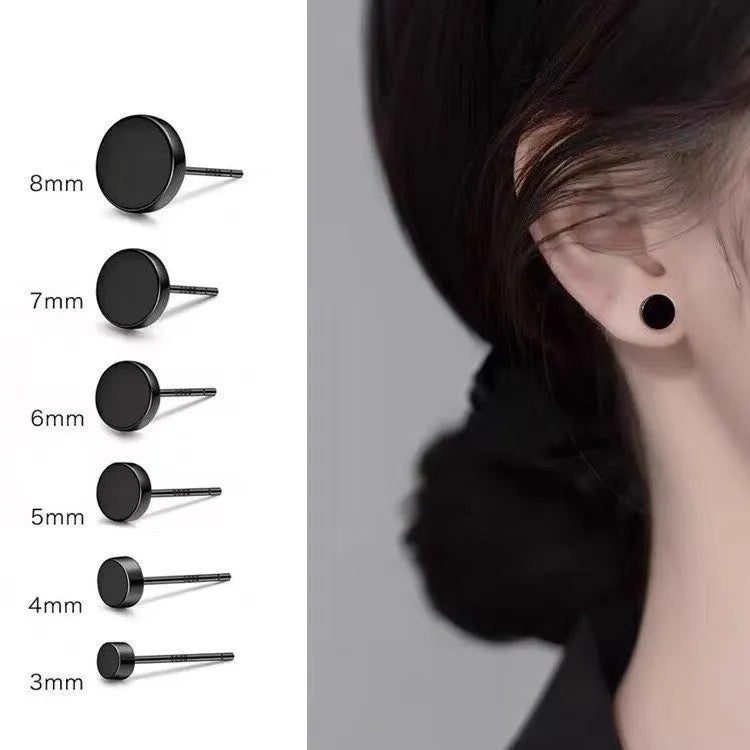 Sterling silver S999 flat ear bone studs in silver and black electroplated finishes