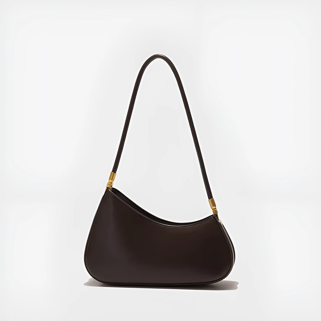 Women's retro oval underarm bag in PU with single strap and internal zip compartment, shown in multiple colour options