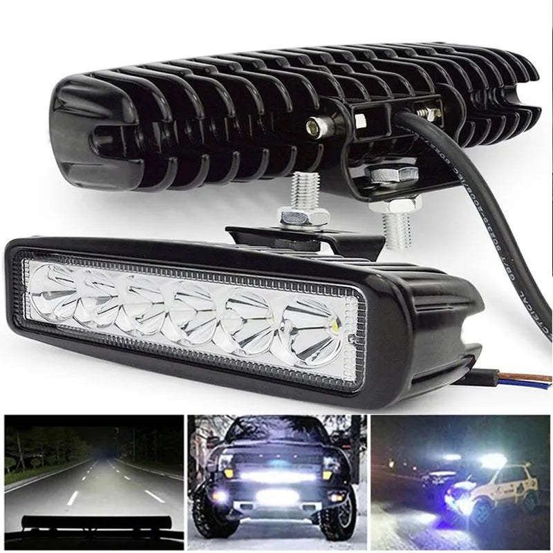 Black die-cast aluminium car auxiliary LED spotlight with bracket mount for 12V-24V systems