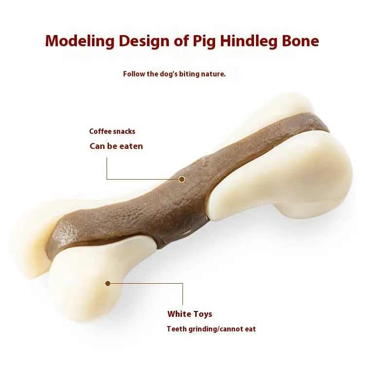 Cowhide and nylon bone grinding chew rod for dogs in two sizes