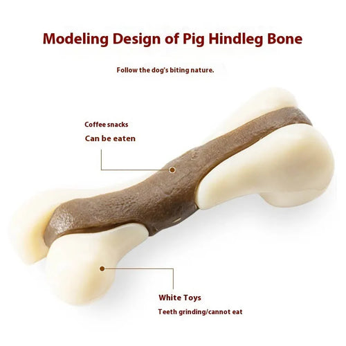 Cowhide and nylon bone grinding chew rod for dogs in two sizes