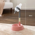 Green adjustable standing water dispenser for pets with detachable pole and weighted base.