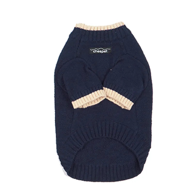 Two-colour pet sweater for dogs and cats in British style wool design
