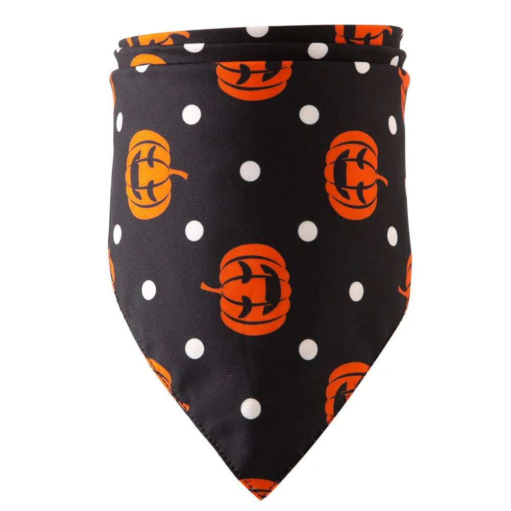Halloween pet saliva towel with ghost print on cotton fabric, 48x48x70cm, for cats and dogs
