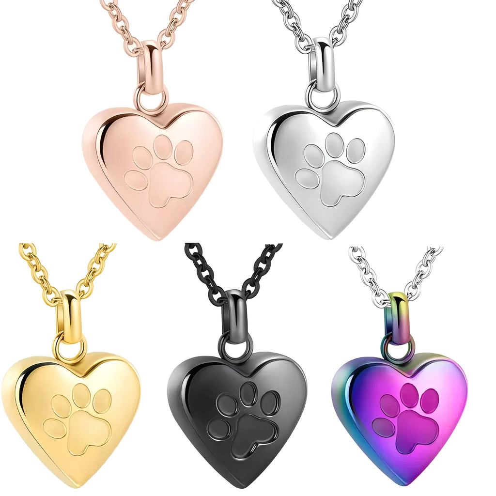 Simple openable heart casket necklace in titanium steel, shown on a chain.