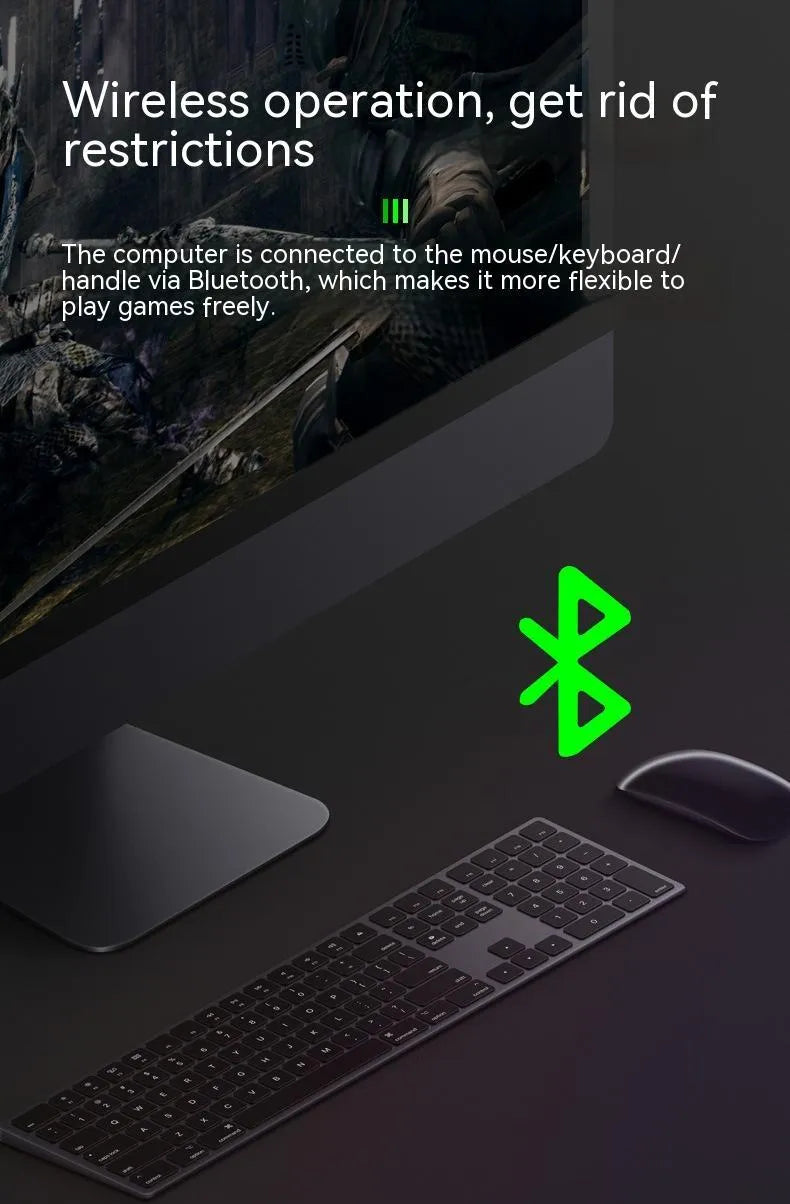 Black two-in-one USB WiFi Bluetooth adapter with nickel-plated connector for desktop and laptop