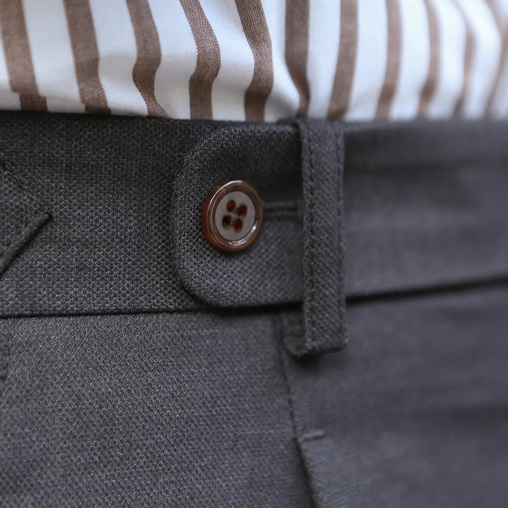 Men's retro straight-leg trousers in dark grey khaki with ironing finish