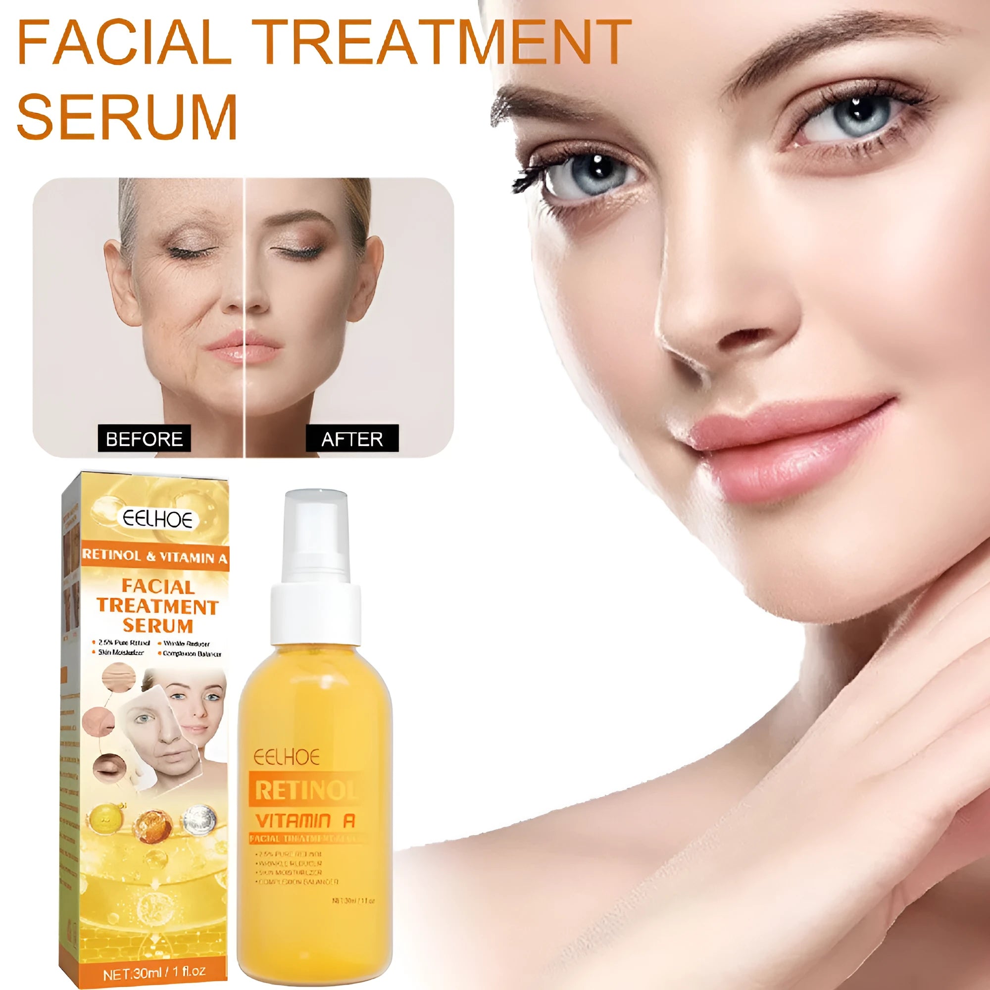 30ml retinol anti-wrinkle essence spray in boxed packaging for facial fine line treatment