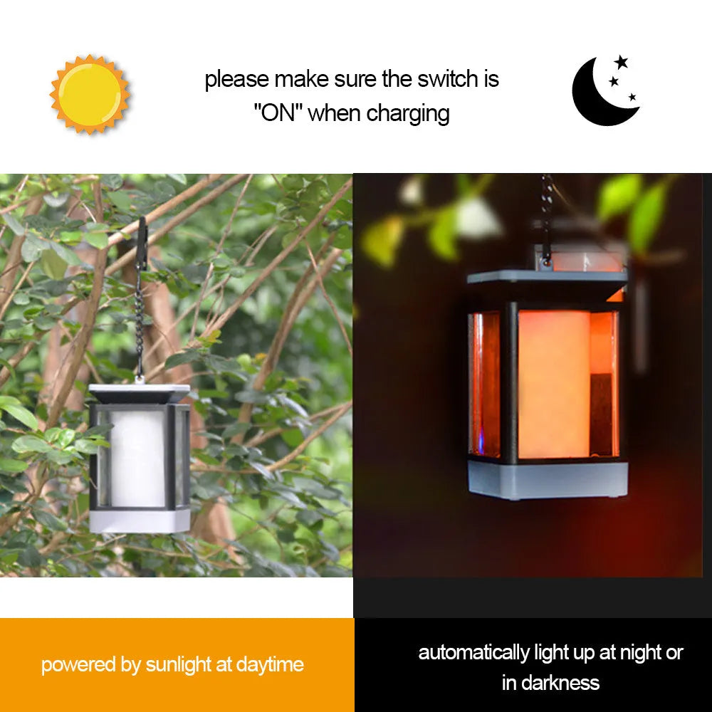 Antique flame design solar LED garden lamp in black or grey with monocrystalline silicon panel